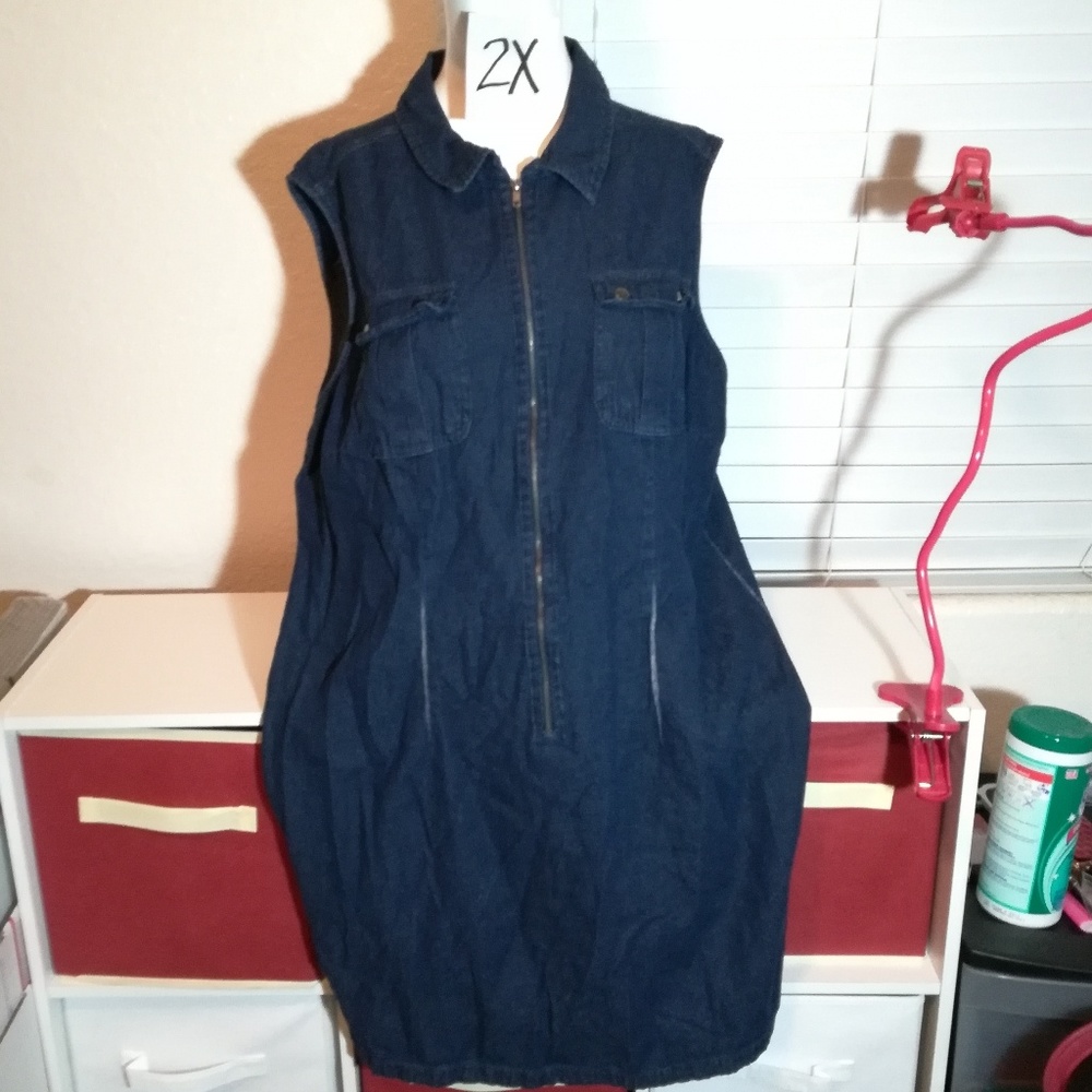 2X jean dress with zipper